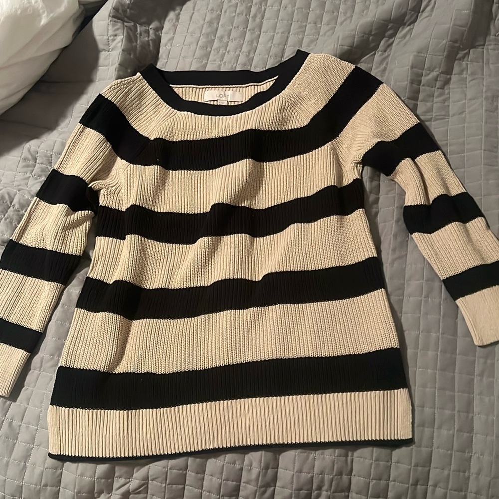 LOFT 3/4 length striped sweater